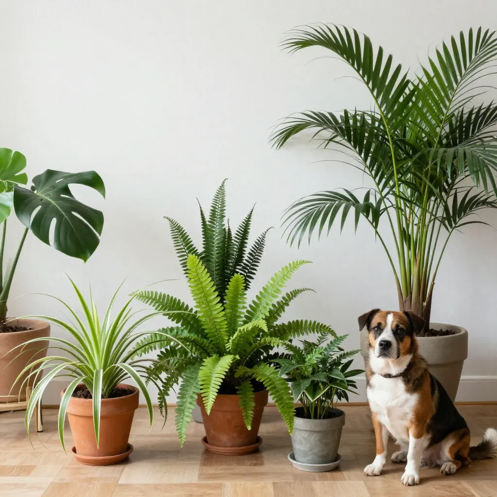 Cat-friendly space with plants on high surfaces
